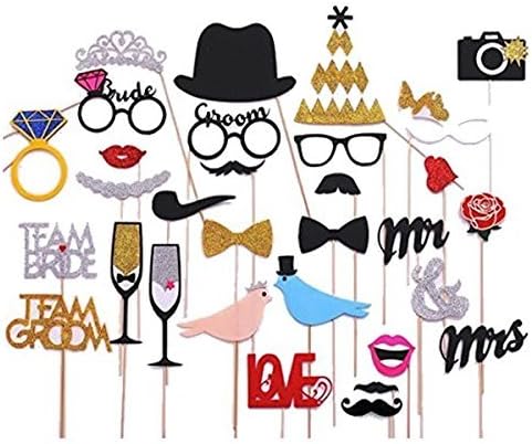 31 Pcs Photo Booth Props Blackboards Booth Party for Wedding Party Graduation Birthdays Dress-up Accessories