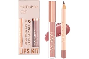 BELIKY GIRL 2 Pcs Set di trucco Matte Lip Liner e rossetto, velluto liquido rossetto opaco Lip Gloss Set impermeabile di lunga durata, sexy rossetto rosso per le donne trucco quotidiano labbra Lip Stain-Set (01)