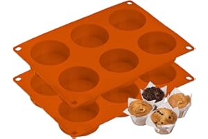 Melearch Teglia per muffin, 2 Pezzi stampo in silicone per dolci con 6 Stampi Muffin, pirottini in silicone, stampi per muffin antiaderente, stampo mini plumcake - lavabile in lavastoviglie