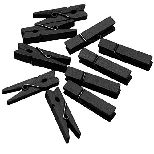 Dosige 50 Stück Holz-Wäscheklammern/Mini Holz Wäscheklammer/Mini Holzklammern/Deko Klammern Größe 3.5 (Länge), 0.7 cm(Breite). (Schwarz)