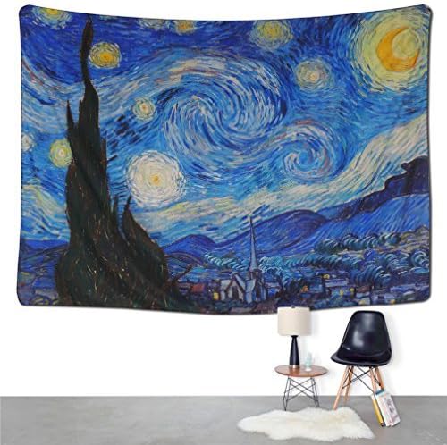 Starry Night Wall Tapestry Wall Hanging Galaxy Tapestry Moon Tapestry Abstract Wall Tapestry Mandala Bohemian Tapestry Indian Wall Decor Hippie Tapestry Home Decor (59.1"×82.7", OSG130)