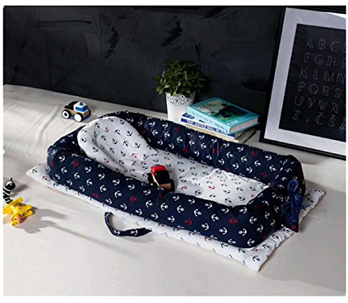 Preisvergleich Produktbild Baby Bett Babynest Kuschelnest Babybett Babynestchen Reisebett Stillkissen (Dunkelblau)