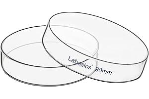 Labasics Placa de Petri con Tapa, Vidrio Borosilicato, Alta Transparencia para Uso de Laboratorio, Ideal para Experimentos Científicos, Diámetro de 90 mm, Paquete de 1