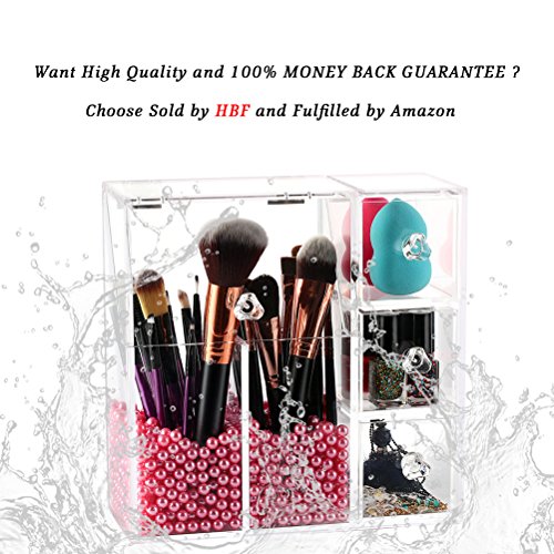 HBF Pinsel Aufbewahrung | mit Lippenstift Organizer | Spitzenqualität und Multifunktioal | transparentes Acryl | Make up Bürsten Halter | für Kosmetik Schminktisch Badezimmer | Lippenstifthalter | aus 5mm Acrylglas für Damen - 7