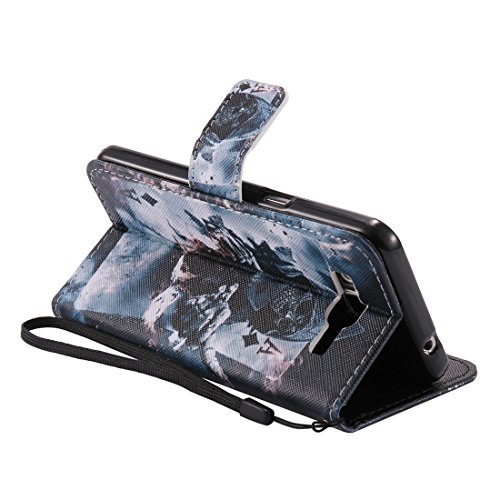 Nancen Samsung Galaxy Grand Prime SM-G530 G531F (5 Zoll) Hülle / Handyhülle, Painted Persönlichkeit PU Leder Tasche Schutzhülle Case Lederhülle Flip Cover mit Standfunktion, zwei Kartenfächer und Eine Brieftasche Etui [Gott des Todes] - 5