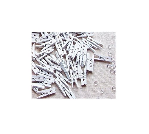 100 PCS 25 mm Mini Holz Foto weiss Papier Peg Wäscheklammer Kleidung Pin Clip EMI Craft - 4