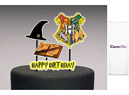 1 x Coco & Bo – Mágico Escuela Hogwarts de magos – Adorno para tarta cumpleaños, diseño de Harry Potter Hogwarts Casas Fiesta Decoraciones de mesa y accesorios de tarta