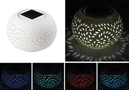 Lunartec Solar-Dekoleuchte aus Porzellan mit Farbwechsler / weißer LED - 2