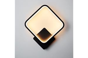 ZTWLEED LED Lampada da Parete Interno 14W，Quadrato Nero Applique da Parete Interno Moderno Tre Tipi di Dimmerabile，RA≥85 Lampada a Muro Perfetto per Camera da Letto Soggiorno Corridoio Le Scale