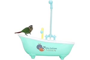 CHREES Budgie Bath Tub,Automatic Bird Shower Bathtub,Bird Bath With Faucet And Shower Accessories,Bird Bath Fountains For Parakeets, Budgies, Cockatiels,Lovebird