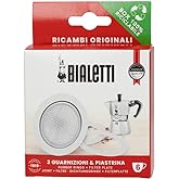 Bialetti Ricambi, Includes 3 Gaskets and 1 Plate, Compatible with Moka Express, Fiammetta, Break, Happy, Dama, Moka Timer and