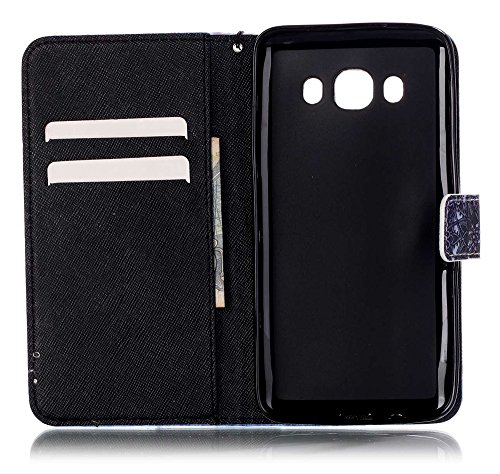 Samsung Galaxy J5(2016)/J510 Leder Hülle 2IN1 Leder Flip Etui Case Echt,Nnopbeclik® Köper PU Leather Luxus Protective Hülle Cover Case Handytasche Kristall Glitzer Strass Drucken Blume Muster Schutz Etui Schale Wallet Brieftasche im Bookstyle mit Standfunktion Karteneinschub und Magnetverschluß Pour Samsung Galaxy J5(2016)/J510 5.2 Zoll[Blume B] - 3