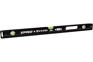 PRO800 Nivel de burbuja 80cm fresado en un lado con perfil ergonómico - ERS+ (Easy Reading System) Nivel de precisión con tapones antichoque - Color Negro