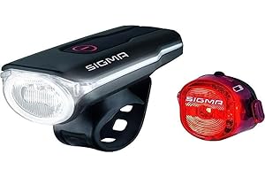 Sigma Sport Aura 60-Kit di Illuminazione per Bicicletta, USB, Taglia Unica, Colore: Nero/Rosso Unisex Adulto