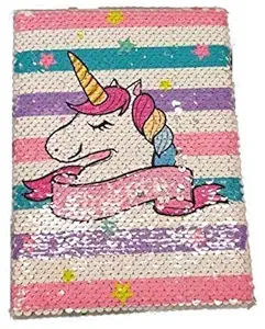 ANG Beautiful Colour Changing (8 * 6 inch) A5 Paper Perfect Reversible Magic Sequin Notebook Diary Best Gift Item for Girls & Boys (Multicolor)