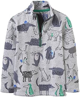 Tom Joule Half-zip sweatshirt all over wolves.