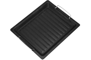 FIACVRS Sdkmah9 Non-stick Cast Iron Griddle Pan Barbecue Plate Rectangle Baking Stone BBQ Plate Griddle Plate Pan Black Bakeware Grilling Tray Barbecue Frying Pan Outdoors Barbecue Accessory