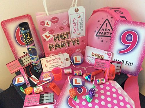 Ava Graceful Designs PERSONALISED FILLED HEN PARTY BAG - with tissue paper & 8 novelty items