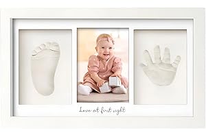 Comioke Kit Souvenir Empreinte et Empreinte Bébé - Impressions pour Enfants - Cadre Photo Duo Nouveau-né -Kit d'art de Mémoire - Cadres Photo de Douche de Bébé, Registre de