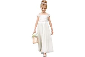 PLWEDDING Chiffon A-Linie Blumenmädchen Kleid Erstkommunion Kleider Kinder Geburtstag Hochzeit Partykleider