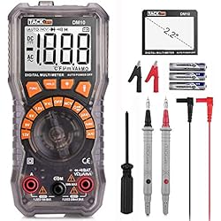 Multimètre, Testeur Numerique, Détecter Sans Contact NCV, équipé Lampe Torche,Tournevis et 2 Pince Crocodile, Testeur de Pile, Tension, Courant, Résistance, Diode, Rétro-éclairage, Tacklife DM10