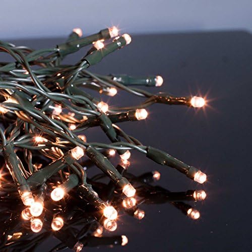 LED Christmas Lights Warm White Green Wire 100 LEDs.