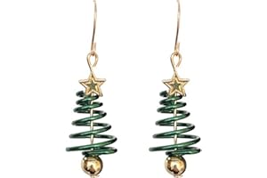 QCZJ 1 Paar Weihnachten Ohrstecker,ohrringe weihnachten,Weihnachts-Ohrringe,Christmas Earrings,Weihnachtsschmuck,Geschenke für Mädchen,Damen,vergoldet,Spiral-Weihnachtsbaum-Ohrringe,
