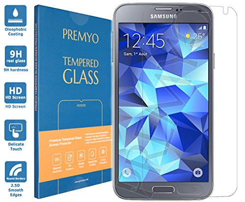 PREMYO vetro temperato Samsung S5 Neo. Pellicola vetro temperato S5 Neo con una durezza di 9H e bordi arrotondati da 2,5D. Pellicola in vetro Galaxy S5 Neo