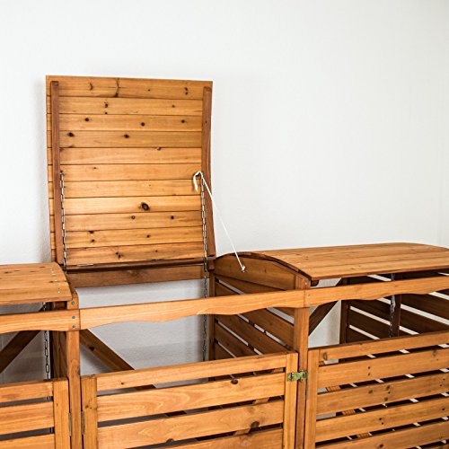 Mülltonnenbox Holz Mülltonnenverkleidung 3Mülltonnen 240l Müllcontainer Mülltonnenhaus Mülltonnenschrank - 2