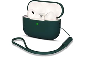 AOTUAO Compatibile con AirPods Pro 2 Custodia Case Cover, Case Protettiva Antiurto Antiscivolo in Silicone per AirPods Pro 2 Seconda Generazione 2022 Custodia con Silicone Lanyard, Forest Green