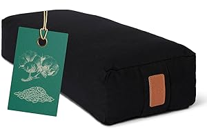 #DoYourYoga Bolster Yoga angolare »Paravati« con pula di Farro bio/Lung. ca 67cm e ca. 13cm Altezza - Ideale Come Cuscino Yoga/Cuscino zafu/Cuscino Meditazione/Supporto Meditazione. 100% Cotone- Nero