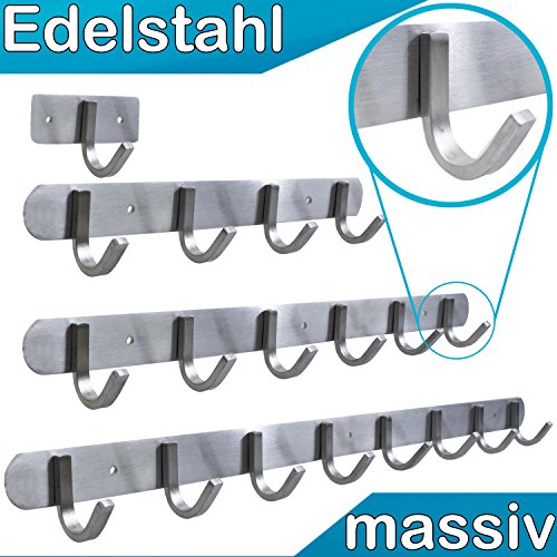 Hakenleiste 4 Kleiderhaken EDELSTAHL rostfrei Garderobenhaken Wandhaken 4 Haken