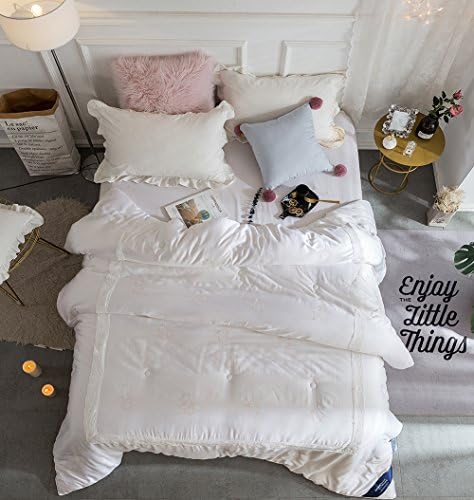 Silky Soft Solid Comforters with Lace Edge, Modal Fabric, Silk Cotton Mix Fill