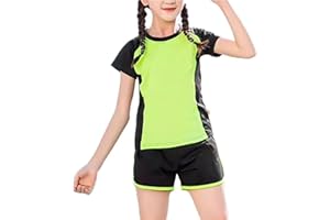 Echinodon Mädchen Sport Set Shirt + Shorts Schnelltrockend Sommer 2tlg Sportanzug für Yoga Jogging Training