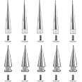 GORGECRAFT 30 Sets 2 Sizes 20MM 40MM Spike Studs Silver Cone Punk Round Spikes Rivets Large Screwback Studs Screw on Cone Long Metal Spikes for DIY Crafts Clothing Jackets Leather Shoes