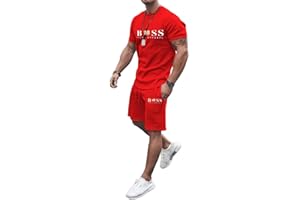 Wazhaku Survêtement baggy pour homme, tenue d'été 2 pièces constituée de t-shirts et pantalon de sport, confortables et respirants, extensibles, pour le fitness, le sport, le streetwear, les loisirs