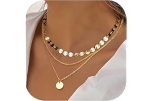 LOLIAS Lot 3 Colliers Or pour Femme 18 Carats Collier Multicouche Pendentif pour Femme Collier Ras Collier Chaîne Boho Colliers Argent Femme Ensemble Chaîne Femme Bijoux