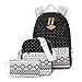 Produktbild QIMAOO Canvas Rucksack Set 3 Stück, Casual Schulrucksack für Damen Mädchen