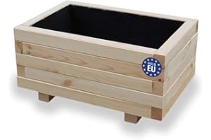 ‎ALFALUX alfalux Hochbeet 60 x 40 x 30H cm mit 1x Wasserablauf Blumenkasten aus Holz Pflanzkübel Garten Balkon Terrasse Pflanzkasten AB60KAN4030