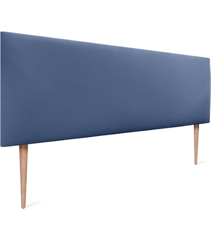 MOMMA HOME Testiera Letto Imbottita Modello Luna - Tessuto Morbido E Gambe In Legno, 150x60 Cm, Marrone - 6