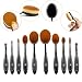 SwanMyst 10 Piece Soft Synthetic Fiber Oval Toothbrush Makeup Brush Set for Applying Foundation, Cream, Liquid, Contour, Powder, Blush, Concealer, Gift Box and Travel Pouch Included