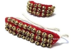 Shah Crafts Kathak Ghungroo Bell Dancing Bells (30+30) Ankle Pair Tied with Red Velvet Pad Indian Classical Kathak Dancers Musical Instrument