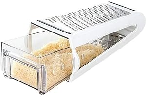 KOMUNJ Grattugia per formaggi grattugiare - Grattugia professionale con contenitore per formaggio, in acciaio inox, rimovibile su entrambi i lati