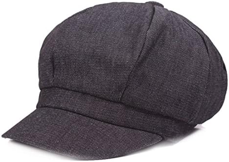 King Star Womens Visor Beret Newsboy Hat Washed Denim Cabbie Cap Black