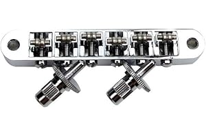Guyker Guitar Roller Saddle Bridge - Tune-O-Matic Bridges with Post Hole 4.2mm Replacement Compatible with Gibson Les Paul LP SG 6 String Electric Guitar BM015 (Chrome)