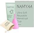 Namyaa Reusable Menstrual Cup for Women with Menstrual Cup Wash 100ml |Combo Pack|Cup With Pouch |Ultra Soft, Odour and Rash Free |100% Medical Grade Silicone |No Leakage |US FDA Registered (Small)