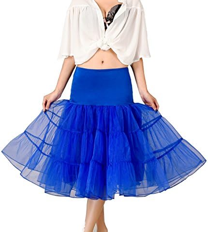 Noriviiq Women's 50s Rockabilly Tutu Skirt Petticoat Small Royalblue
