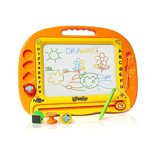 Lavagna Magica a Colori Tavola con 8 aree di colore e 4 Stampini,Wholethings Lavagnetta magica,disegno del bordo di scrittura, blocco di schizzi(39*29*5CM)