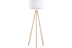 tomons Lámpara de Pie LED Regulable Trípode de Madera, Estilo Escandinavo, Moderna para Sala de Estar, Dormitorio, Estudio, Hotel y Oficina