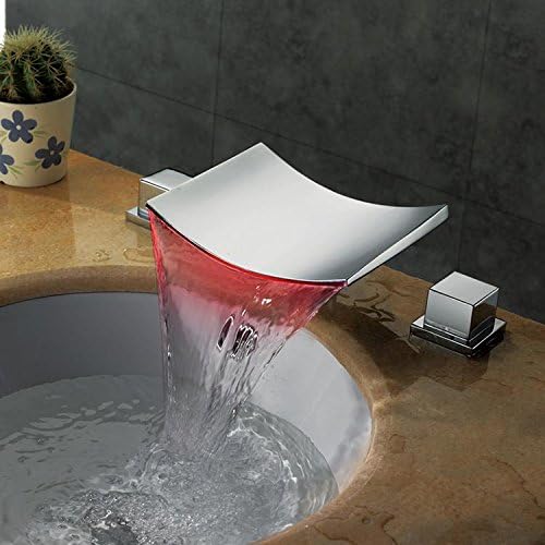 LED color waterfall basin faucet hot and cold split LED color change leading three - piece M1269CL